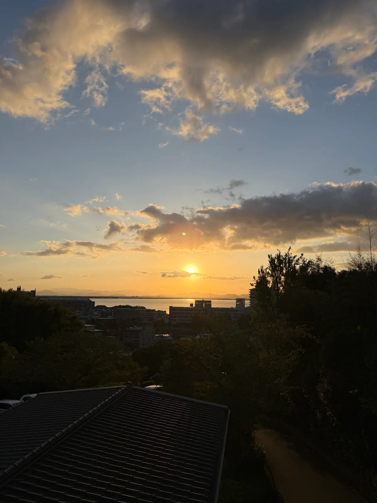Sunrise over Lake Biwa from Biwako Hanakaido in Ogoto Onsen