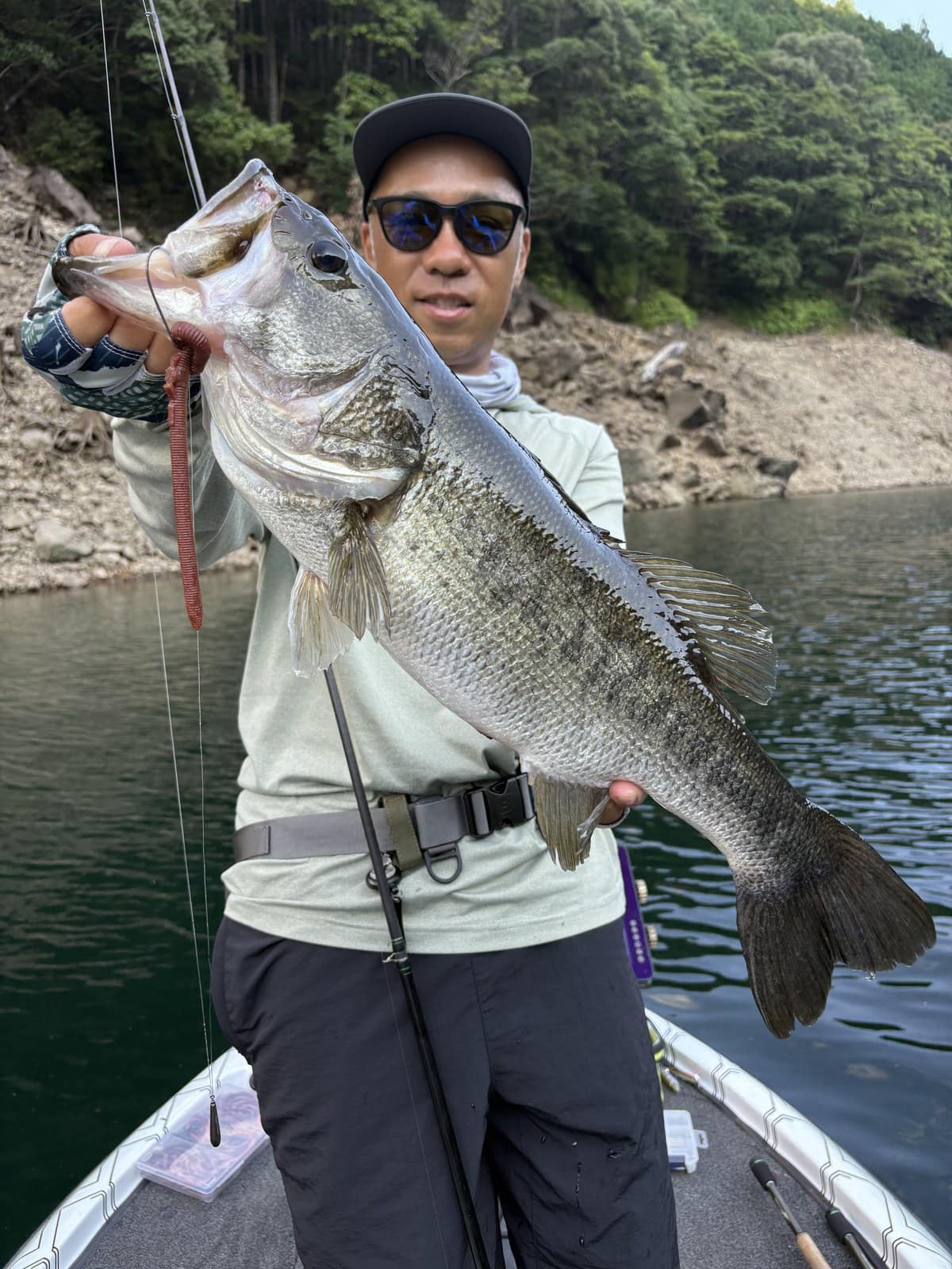 A trophy largemouth bass caught at Lake Ikehara, Nara