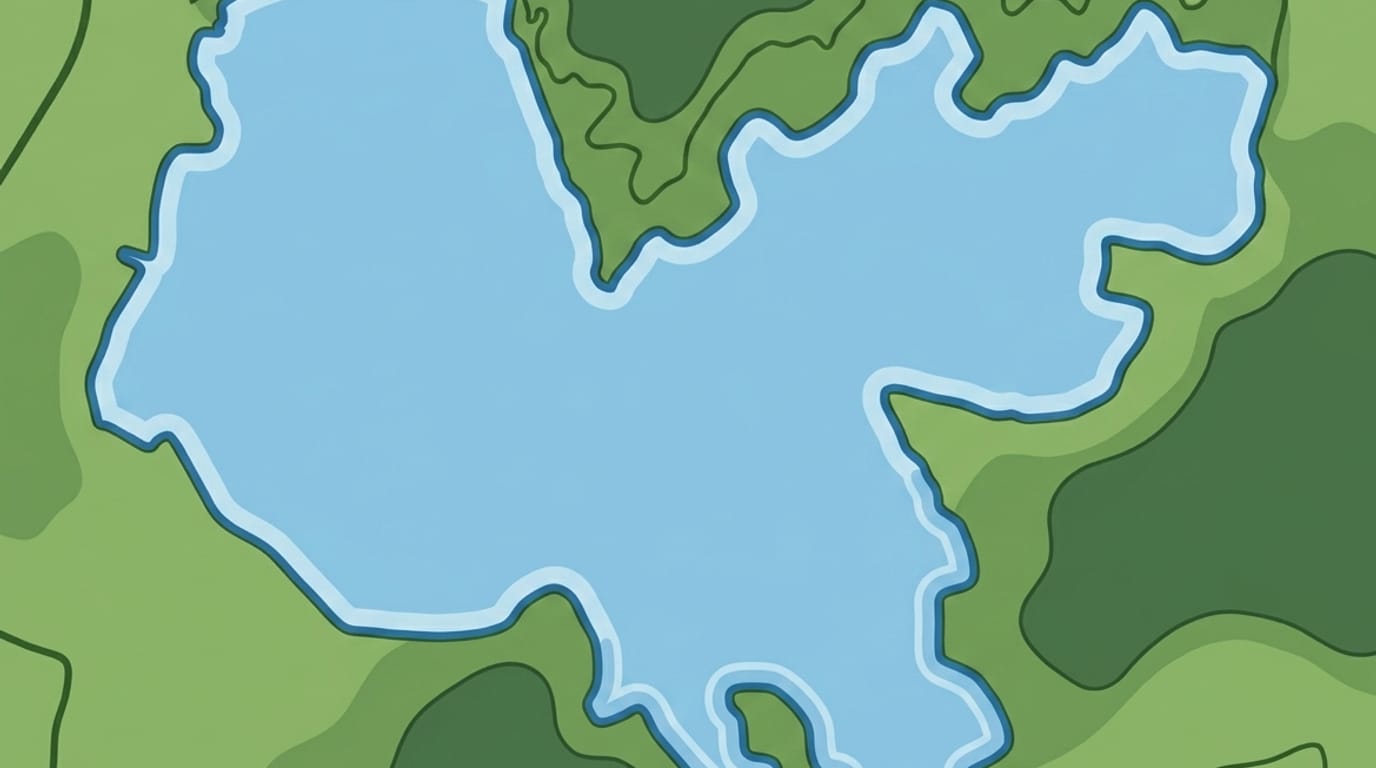Illustrated map of Lake Nojiri showing the lake shape and surrounding forested hills